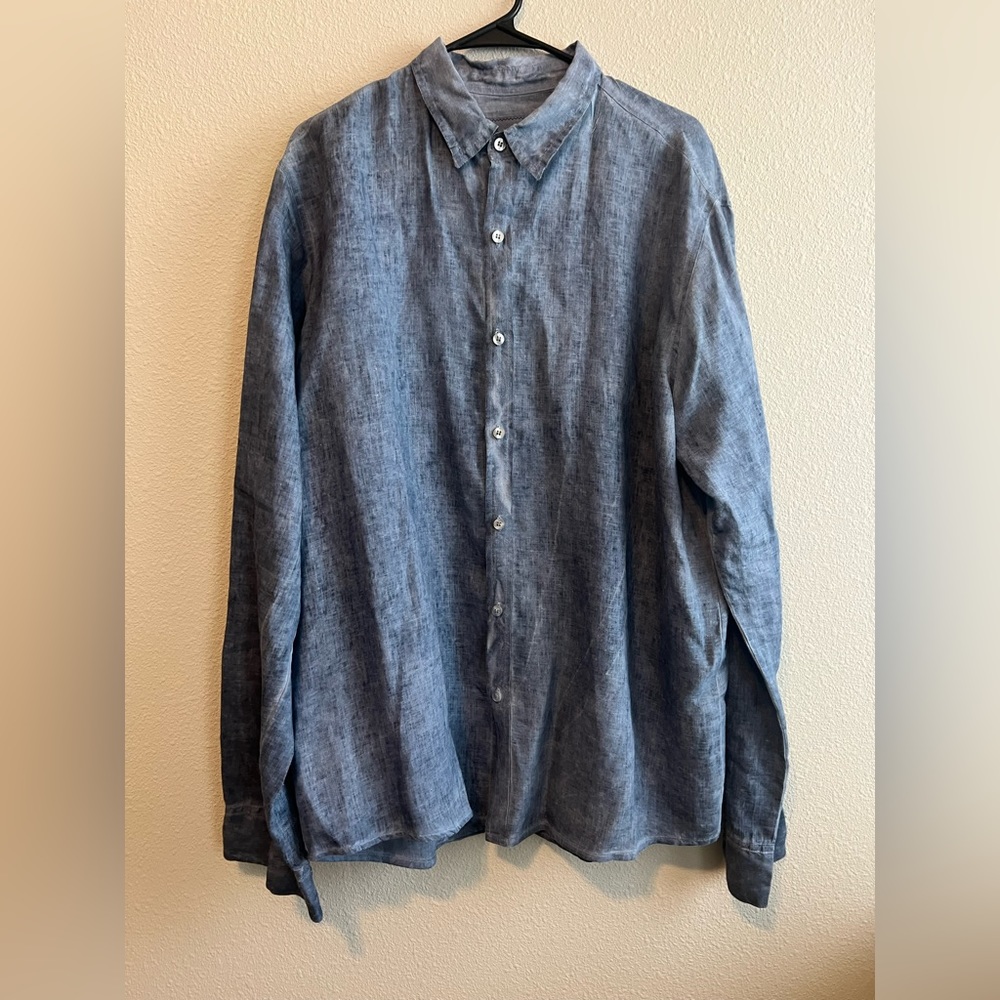 Mens long sleeve button down denim shirt XL